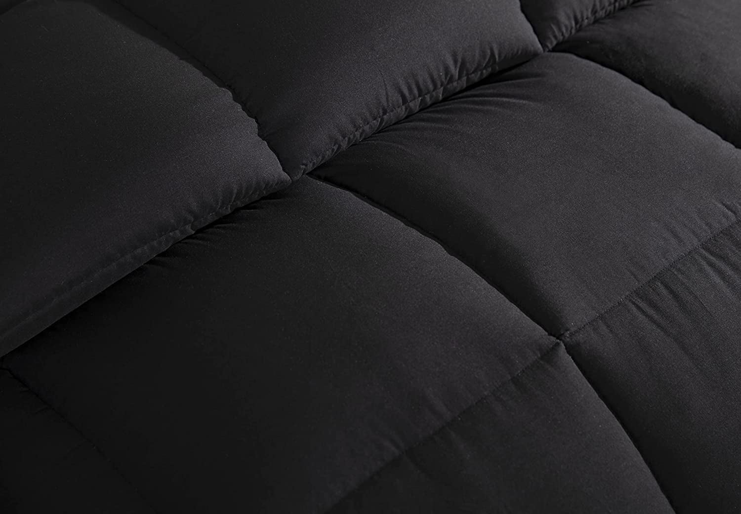 Chezmoi Collection All Season Queen Size Down Alternative Comforter - Plush Microfiber Fill - Box Stitch Quilted - Duvet Insert with Corner Tabs (Full/Queen, Black)
