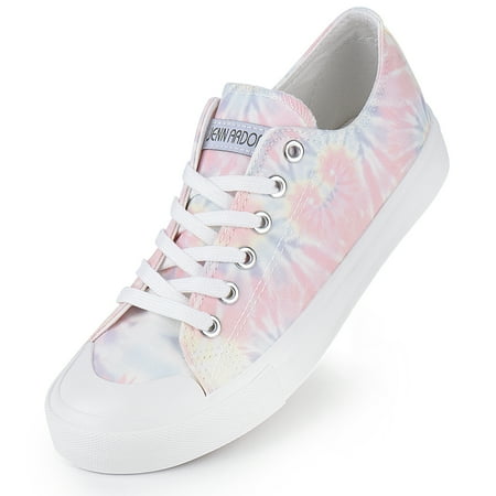 JENN ARDOR Women s Canvas Sneakers Low Top Lace-Up Classic Casual Shoes Fashion Flats