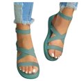 thumbnail image 3 of UTTOASFAY Clearance Sandals for Women Summer Fashion Women Buckle Flat Open Toe Slipper Sandals Beach Casual Shoes Flash Picks, 3 of 7