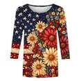 thumbnail image 3 of 4th of July Shirts Women Cotton 3/4 Length Sleeve Tunic Tops Patriotic American Flag Shirt, 3 of 4