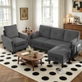 thumbnail image 4 of Soscana Convertible Sectional Sofa & Accent Chair,3 Seat L Shaped Couch with Reversible Storage Ottoman&Side Pockets, for Living Room Office Apartment Apt, 4 of 8