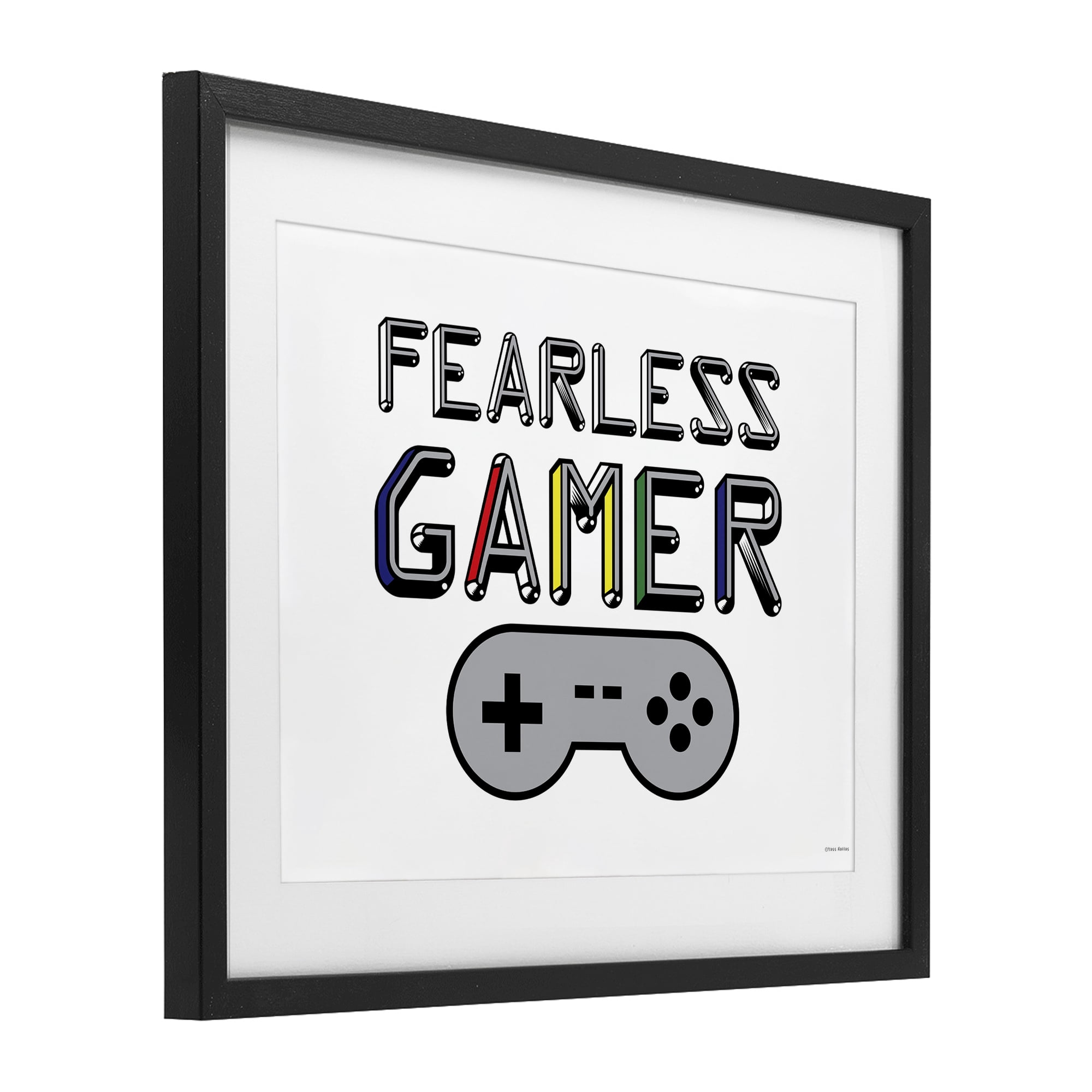 Stupell Industries Fearless Gamer Retro Black Framed Print Under Glass, design by Yass Naffas Designs
