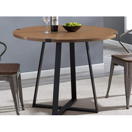 40 Urban Industrial Metal Wrap Round Dining Table English Oak Black Canada 40 Urban Industrial Metal Wrap Round, Modern Round Dining Table 40