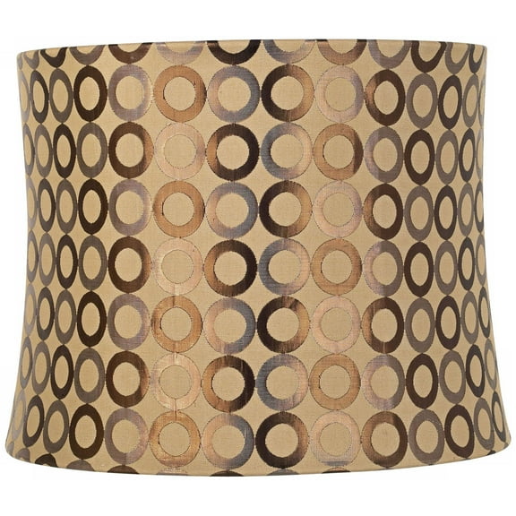 Springcrest Copper Circles Medium Drum Lamp Shade 13" Top x 14" Bottom x 11" High (Spider) Replacement with Harp and Finial