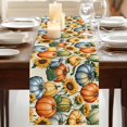 thumbnail image 5 of Orange Pumpkin Fall Thanksgiving Table Runner 13x36in Non-Slip Cotton Linen Table Runners, Watercolor Sunflower Dresser Scarves TableRunner for Dinner Kitchen Dining Wedding Party, 5 of 9