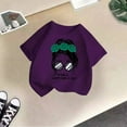 thumbnail image 5 of LUOGENLI T-Shirt pour Filles Enfants Filles Mignon Graphique Imprimé Col Rond Manches Courtes Tee Été Décontracté T-Shirt Hauts Chemises pour Filles 2025 Gris Chemise Violet 7-8 Ans, 5 of 5