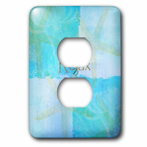 3dRose, Relax Starfish Aqua and Blue Beach Theme with Ocean Colors, 2 plug outlet cover