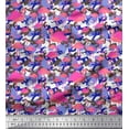 thumbnail image 1 of Soimoi Rayon Crepe Fabric Camouflage Texture & Flamingo Bird Printed Fabric 1 Yard 46 Inch Wide, 1 of 1