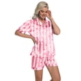 thumbnail image 6 of DAKIMOE Womens Silk Satin Pajama Set Valentines Pajamas Short Sleeve Shirt with Shorts 2 Piece Pjs Sets Soft Silky Sleepwear Nightwear Button-Down Loungewear S-XL, 6 of 7