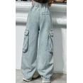 thumbnail image 7 of Girls Jeans Kids Teen Girls Fashion Personality Elastic Waist Wide Leg Jeans with Pockets Retro Street Wear Baby Jeans Blue 3 Years-4 Years, 7 of 7