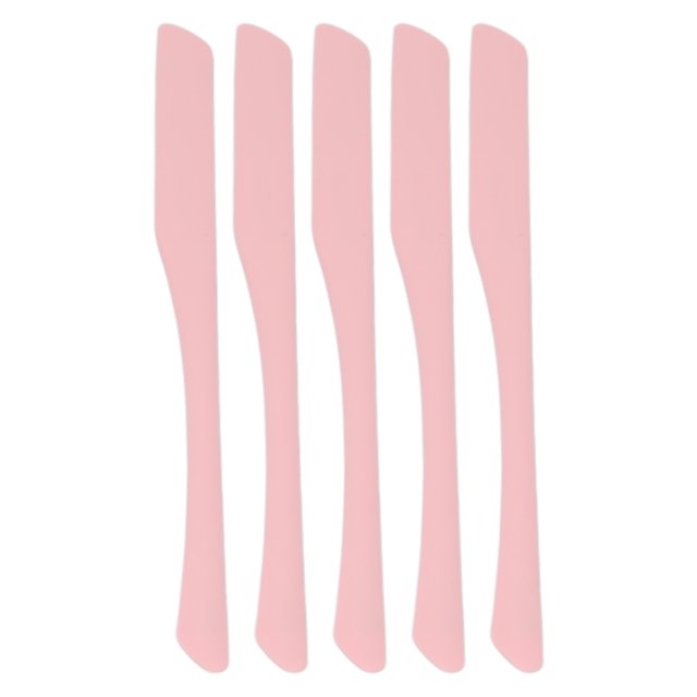 5pcs Silicone Makeup Spatula Stir Double Headed Sleek Side Makeup Scraper for Cosmetic Pink