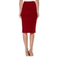 thumbnail image 3 of Women's Elastic High Waist Stretch Comfy Office Work Wear Solid Midi Skirt S-3XL, 3 of 6