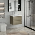 thumbnail image 5 of 30" Modern Floating Bathroom Vanity with Sink, Wall-Mounted Bathroom Storage Vanity Cabinet with Resin Top Basin and Soft Close Drawers, Grey, 5 of 7