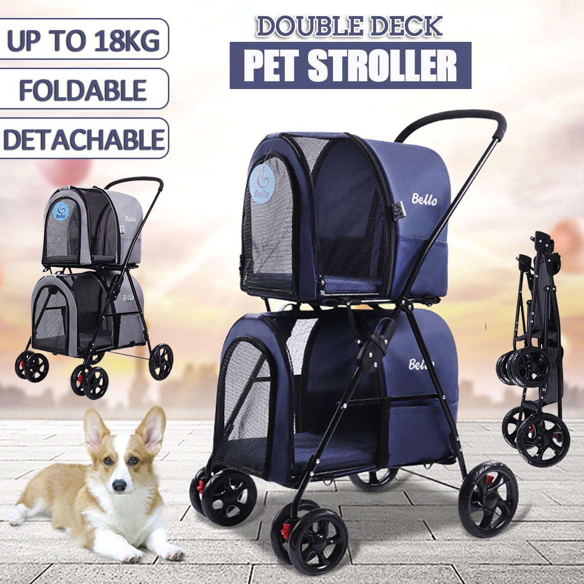 double cat stroller