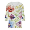 thumbnail image 4 of Plus Size Summer Tops 2023 Women Fashion Printed T-shirt 3/4 Sleeves Blouse V-Neck Casual Tunic on Clearance, 4 of 5