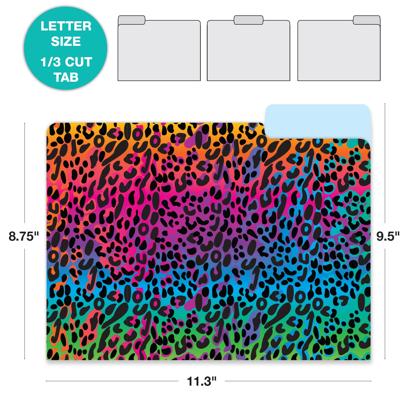 Global Printed Products Deluxe Designer Printed File Folders, 1/3 Cut Tab, Assorted Positions, Letter Size, 24/pk (Animal Print)