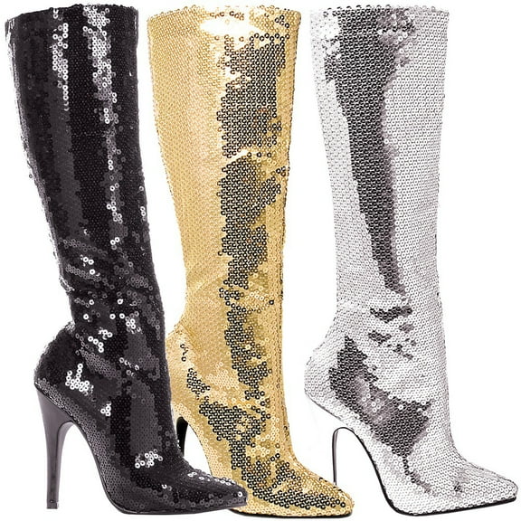 Ellie Shoes E-511-Tin 5" Heel with Sequins Womens Knee Boot. Black / 5