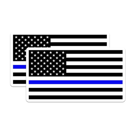 (2 Pack) Thin Blue Line Magnets - Law Enforcement Support - American Flag Decal for Leo - 5 Inches On Longest Side - Thick Durable Magnet - Made in USA - MAG23241
