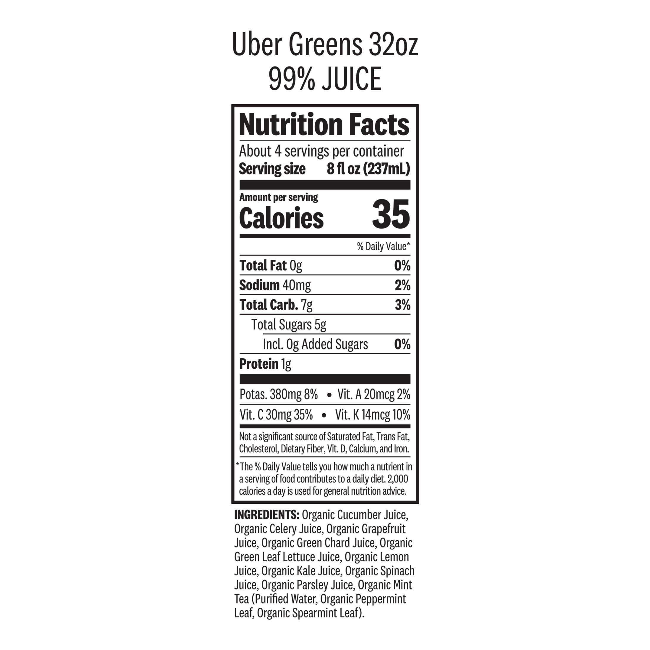 Suja Organic Uber Greens Cold Pressed Juice Drink, 32 fl oz Bottle