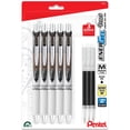thumbnail image 1 of Bolígrafo de gel Pentel EnerGel Pearl RTX de 0,7 mm con punta de aguja, color negro, 5 unidades, 1 of 7