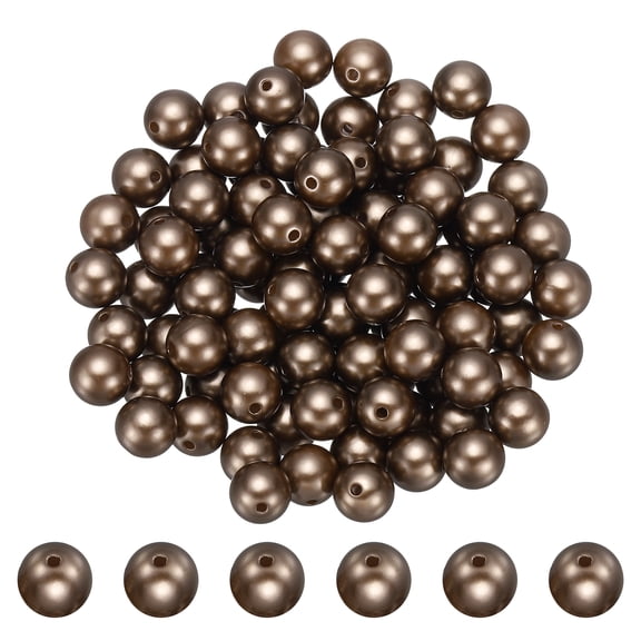 Uxcell 10mm Colored Pearls, 200Pcs Pearl Beads for Jewelry Making Round Craft Beads with Holes for Jewelry Making DIY Crafts Necklace Bracelet Earring Sewing Home Decor, Brown