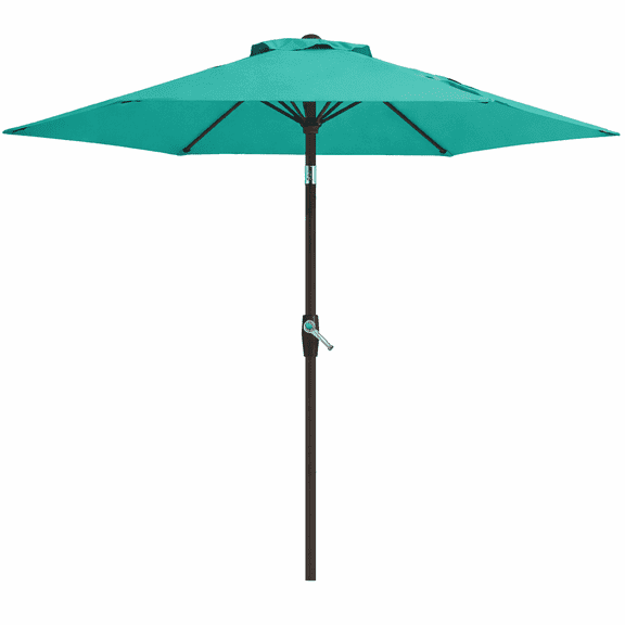 Napwant 7.5ft Patio Umbrella, 6 Sturdy Ribs Outdoor Table Umbrella with Push-Button Tilt & Crank for Garden, Deck, and Pool Peacock-Blue