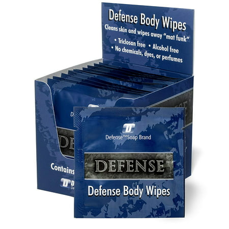 Defense Soap Body Wipes 12 Individually Packed Wipes | 100% Natural and Pure Pharmaceutical Grade Tea Tree Oil and Eucalyptus Oil Help Wash Away Ringworm, Jock Itch, Athlete's Foot, Acne,