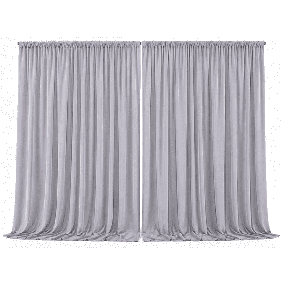 AK TRADING CO. 10 feet x 8 feet Polyester Backdrop Drapes Curtains Panels with Rod Pockets - Wedding Ceremony Party Home Window Decorations - Silver