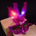 thumbnail image 3 of Feather Glow LED Mask Masquerade Masquerade Party Princess Feather Glow Mask Toys, 3 of 5