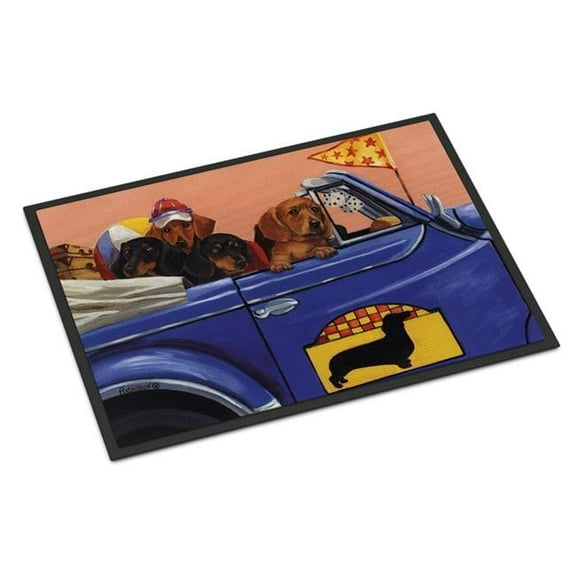 24 x 36 in. Dachshund Dachsmobile Indoor or Outdoor Mat