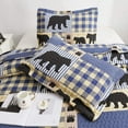 thumbnail image 3 of Jessy Home Bear Quilts Twin Size Blue Plaid Lightweight Polyester Bedspread Coverlet Bedding Set, 3 of 7
