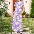 thumbnail image 2 of Auroural Girls Dresses Size 10-12 Kids Girl Cute Print Short Sleeve Stretchy Pocket Dress A Line Long Dress 11 Years, 2 of 9