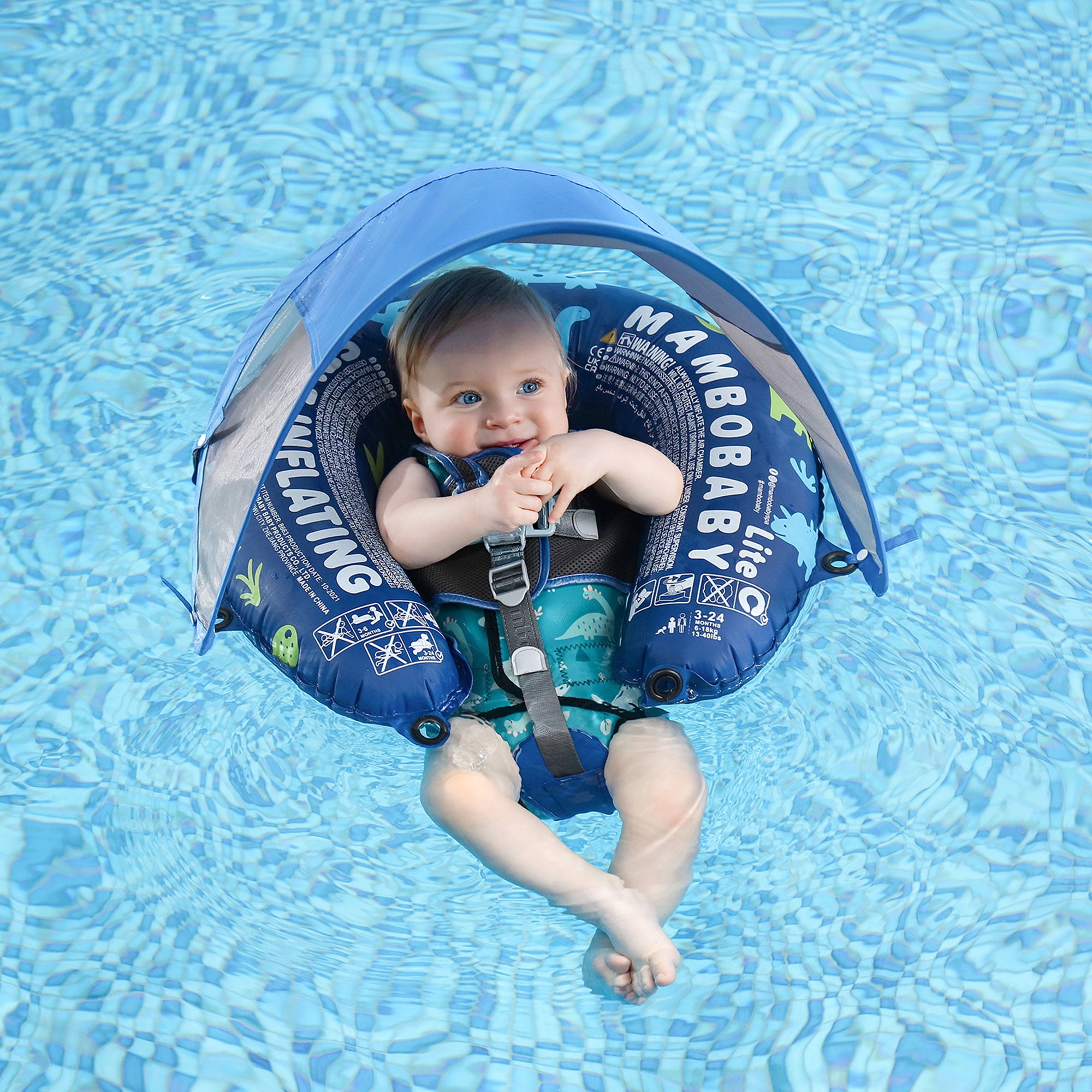 HECCEI Mambobaby Float with Canopy Pool Floats for Baby 324 Months, Green