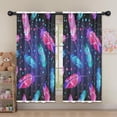thumbnail image 5 of Blackout Kids Curtains,Neon Feather with Dots Pattern Childrens Insulated Curtains Set Of 2,Bedroom Essentials,Toddler Room Decor 52x63in(132x160cm), 5 of 5