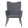 thumbnail image 2 of Relaxing Chair Dark Gray Fabric, Modern Armchair with Foam Padding, Steel Frame Living Room Chair, 24"x27.6"x38", Contemporary Accent Chair, 2 of 6