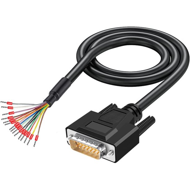 6.56Ft 24AWG DB15 Male RS232 15Pin Serial Extension Cable, 15Pin Gold