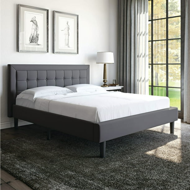 Modern Sleep Mornington Upholstered Platform Metal Bed Frame, King ...