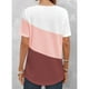 thumbnail image 3 of Blusa informal transpirable de manga corta para mujer para oficina, fiestas y salidas - Camisa con escote en V y encaje en contraste en rosa S, 3 of 5