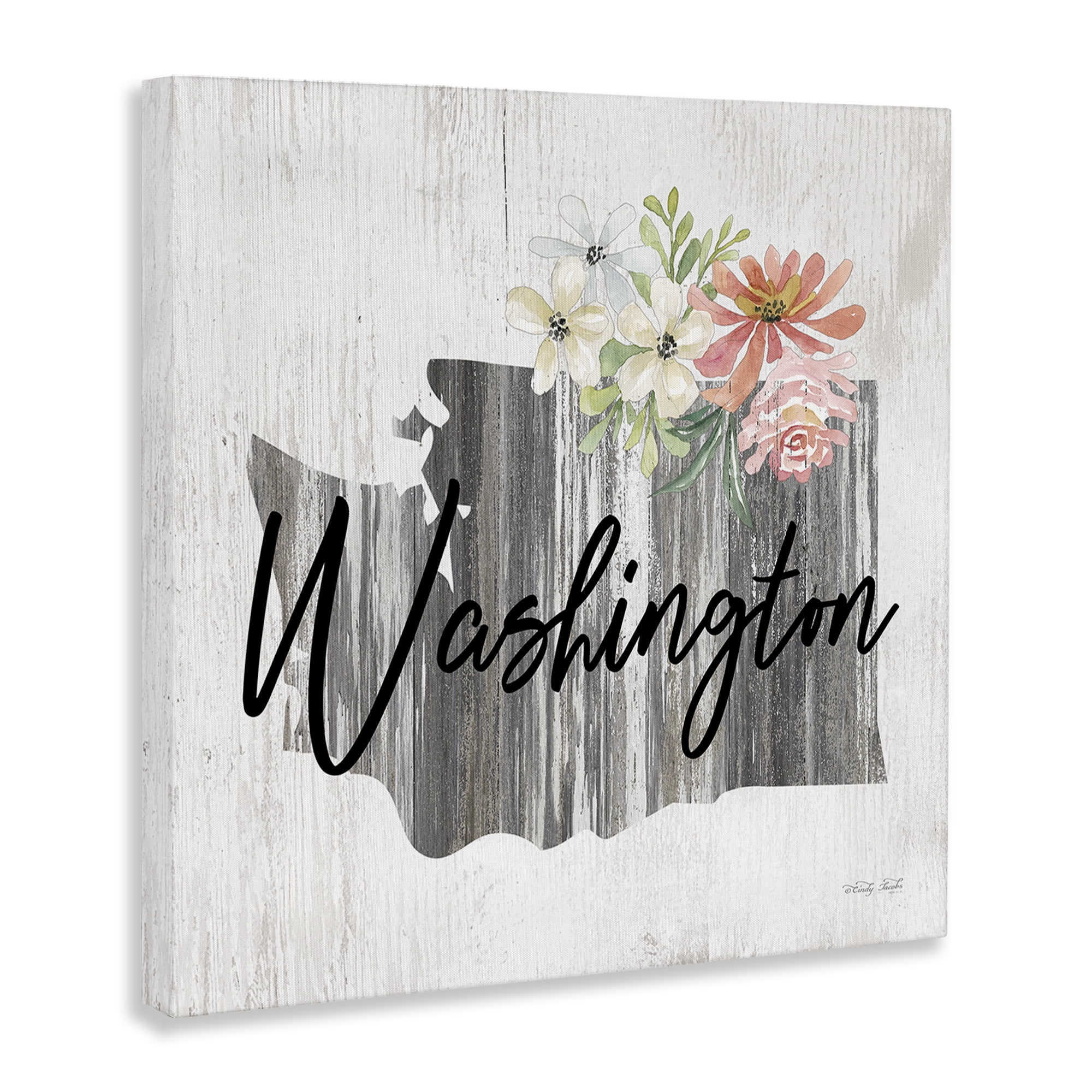 Stupell Industries Shabby Chic Washington Botanical & Floral Painting Gallery Wrapped Canvas Art Print Wall Art, 30 x 30