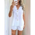 thumbnail image 6 of Womens Summer Vacation Outfits Beach Travel Cruise Resort Wear 2 Piece Short Sets Casual Tank Tops and Shorts White L, 6 of 8