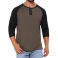 thumbnail image 1 of INSPIRE CHIC Camisetas de Hombre de Manga Larga Raglán Casual Estilo Baseball Henley T-Shirts S Marrón Negro, 1 of 6