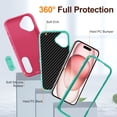 thumbnail image 5 of For iPhone 16 Case With Screen Protector(2pcs) Military Grade Dual Layer Shockproof Phone Case Build With Kickstand Dustproof Drop Proof Protective Cover for iPhone 16 6.3"(Pink/Blue), 5 of 8