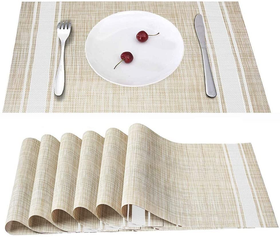 Red-A Placemats Set of 6 for Dining Table Heat-Resistant Washable Place Mats Wov 