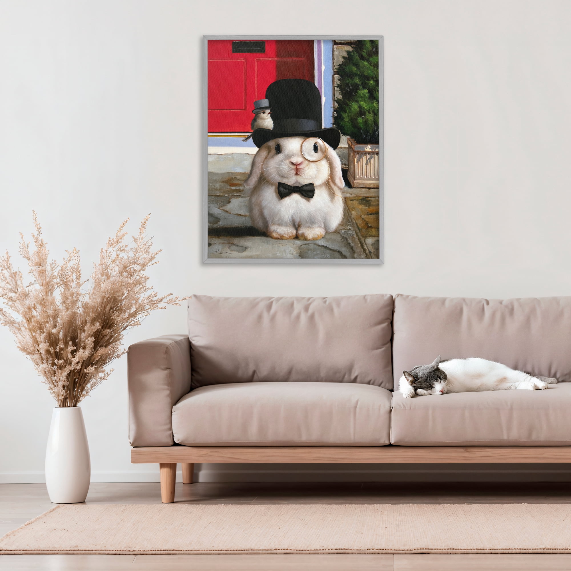Stupell Industries Lord Bunbury Rabbit Gray Framed Giclee Art, design by Lucia Heffernan