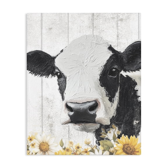 Stupell Industries Cow and Sunflowers Canvas Wall Art, design by Christine Simpson Art