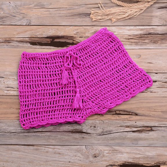 Swim Shorts For Women Lace Tummy Control High Cut Bathing Suit Comfortable Ruched Scrunch Swimsuit Bottom Hot Pink M