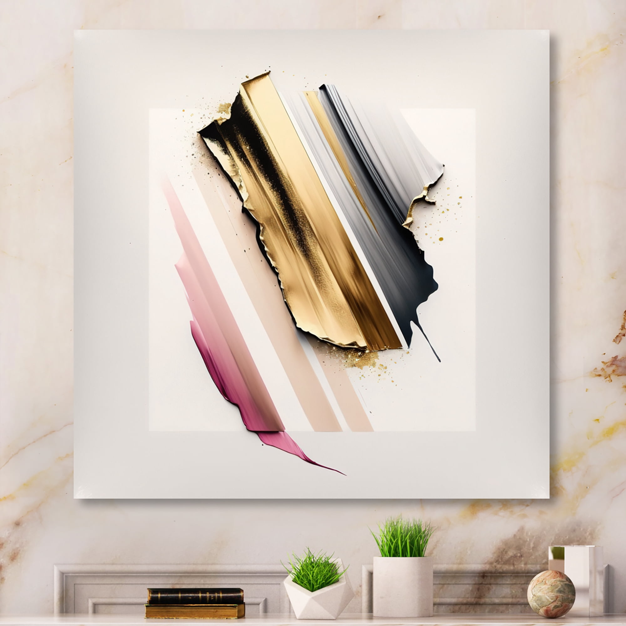 Designart Abstract Geode Watercolor Gold II Canvas Wall Art