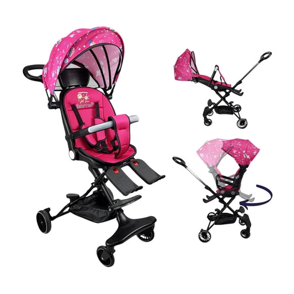 Carriola para Bebé de Viaje The Baby Shop con Asiento Giratorio 360, Plegable, Reclinable Rosa