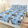 thumbnail image 3 of Homewish Cartoon Puppy Dog Full Size Sheets,Kawaii Dog Paw Bed Sheets,Blue Black Sheet Sets For Girl Kids,Breathable Home Decor,4-Piece, 3 of 7