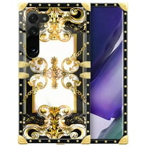 FKBRCL4U Compatible with Samsung Galaxy S23 Case, Gold Grain Flowers Luxury Golden Decoration for Girl Women Soft TPU Shockproof Protective Hard PC Back